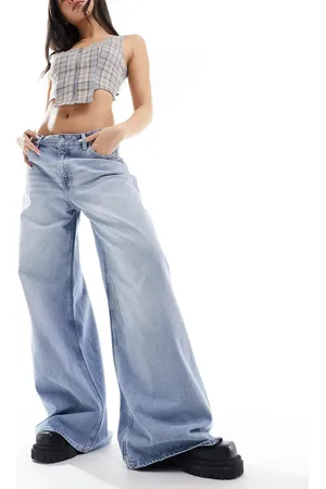 Monki Giga ultra loose fit low rise jeans in rad tinted