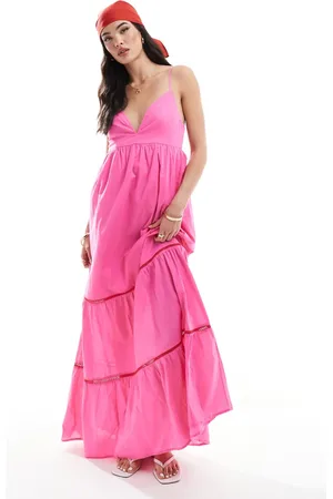 ONLY Tiered maxi dress with contrast lace in