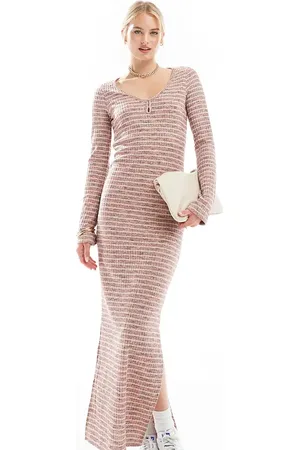 VERO MODA Supersoft ribbed maxi dress in spacedye stripe