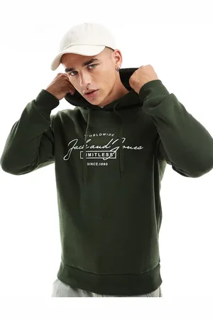 JACK & JONES Script logo hoodie in khaki