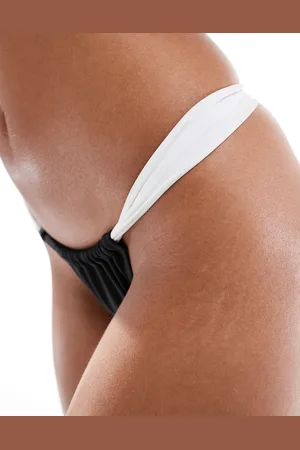 Miss Selfridge Contrast high leg bikini bottom in mono