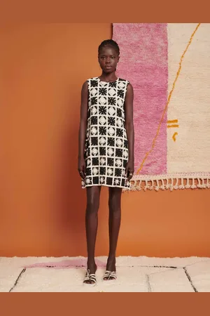 Ghospell Crochet mini dress in monochrome co-ord