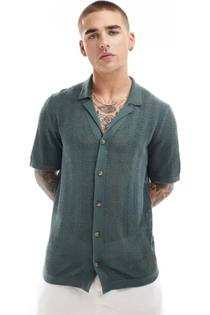Only & Sons Open knit shirt in teal