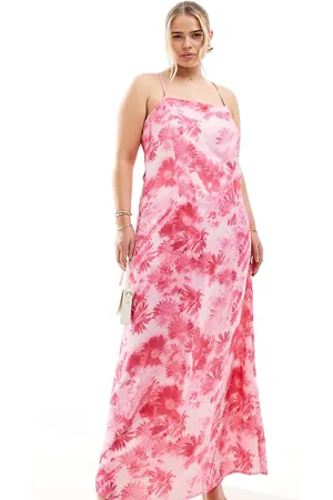 VERO MODA Satin square neck maxi slip dress in daisy print