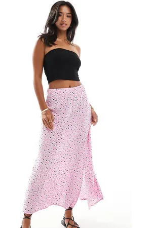Pieces® Side slit midi skirt in floral
