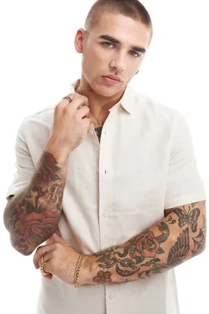 ASOS Smart linen short sleeve shirt in ecru