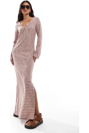 VERO MODA Supersoft ribbed maxi dress in spacedye stripe