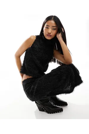 Pieces® Fluffy knit high neck top co-ord in