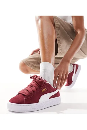 PUMA Suede XL trainers in burgundy and white