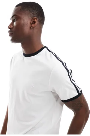 French Connection French Connection shoulder tape ringer t-shirt in white & navy