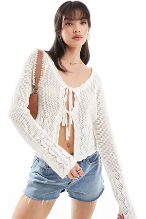 Pieces® Open tie front lightweight cardigan in