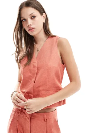 VERO MODA Waistcoat with pocket detail co-ord in terracotta