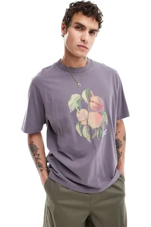 Abercrombie & Fitch Fruit and floral print oversized fit t-shirt in charcoal