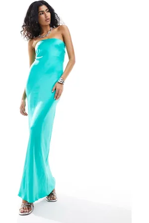 Pretty Lavish Hammered satin maxi dress in jade