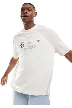 ASOS Oversized cut and sew t-shirt in beige with sports front print