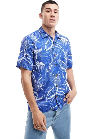 Ralph Lauren Short sleeve revere collar ocean breeze floral print rayon shirt classic oversized fit in mid