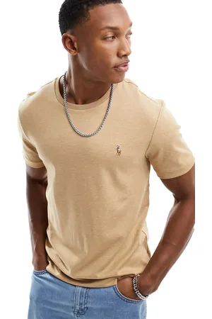 Ralph Lauren Multi icon logo pima cotton t-shirt in camel marl