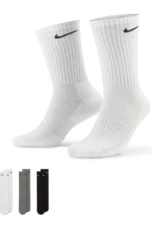 Nike Training Everyday Cushioned 3 pack crew sock in white, grey and black