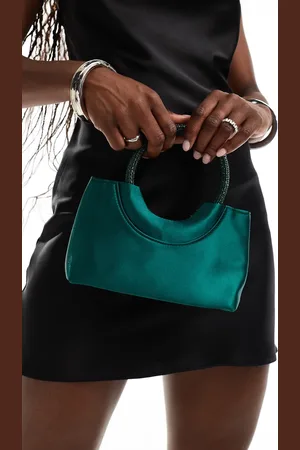 True Decadence Satin mini bag with rhinestone handle in