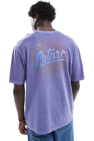 Only & Sons Relaxed fit t-shirt with retro future back print in washed
