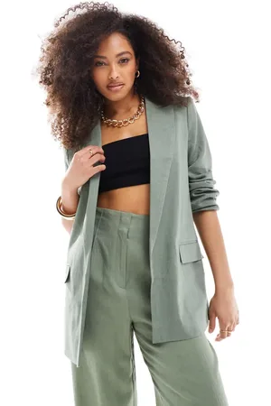 ASOS Relaxed blazer with linen in khaki