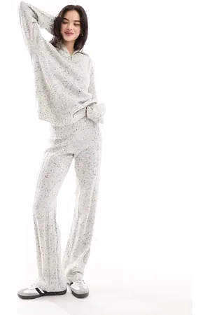 4th & Reckless Flared knitted trousers co-ord in grey marl