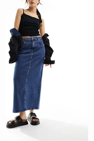 Object Denim maxi coloumn skirt in medium wash