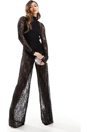ASOS Lace overlay body wide leg jumpsuit in