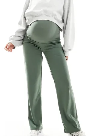 Mama;licious Mamalicious Maternity over the bump straight leg trousers in khaki