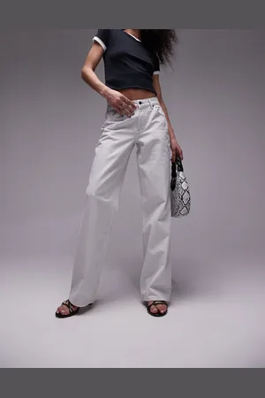 Topshop Ember low rise wide leg jeans in off