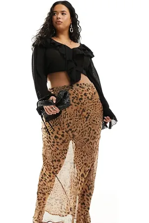 ASOS ASOS DESIGN Curve sheer maxi skirt in leopard print