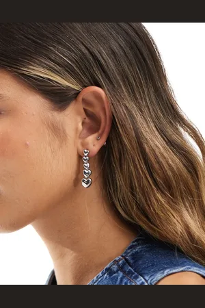 ASOS Drop earrings with multi linear heart detail in tone