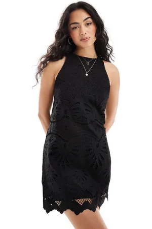 MANGO Embroidered crochet mini dress in