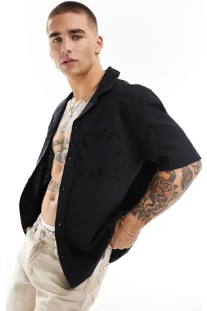 Bershka Broidered flower shirt in