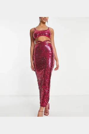 Simmi London Simmi Tall sequin cut out waist maxi skirt co-ord in