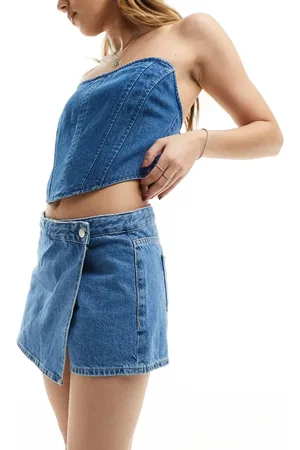 Calvin Klein Wrap skort in mid wash