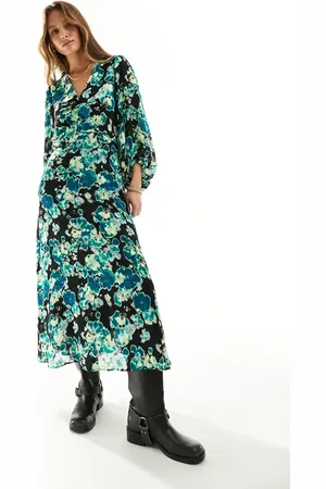 In wear InWear Cisira long sleeve midi dress in blue floral print