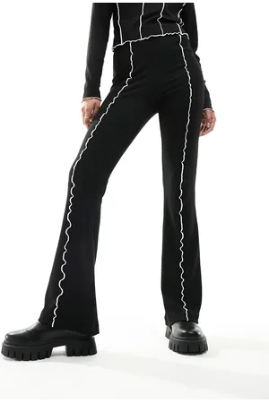 Pieces® Flared ribbed trouser with contrast stitch co-ord in