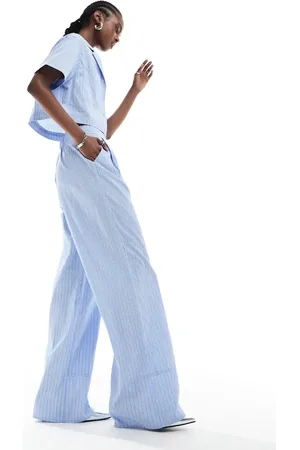 Extro & Vert Wide leg trousers in stripe co-ord