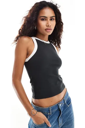 Dr Denim Bey slim fit tank top with contrast trim in off
