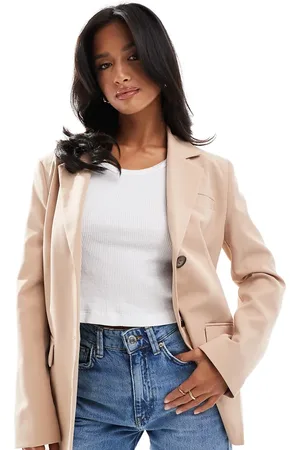 Miss Selfridge Oversized single breasted blazer in taupe