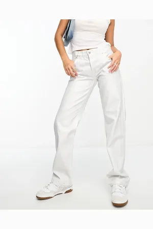 MANGO Straight leg jeans in metallic