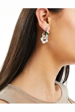 petit moments Baroque pearl detail huggie hoop earrings
