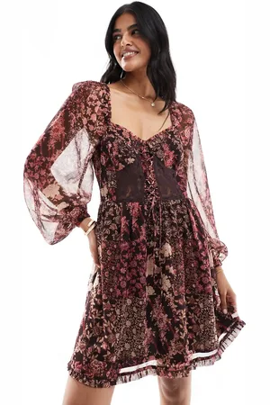 Miss Selfridge Chiffon lace up corset mini dress