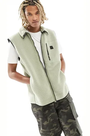 Rains Yermo heavyweight fleece vest with ripstop panels in sage
