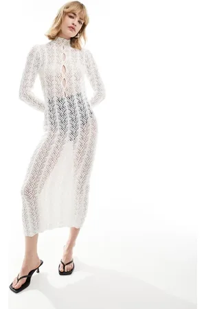Lioness Crochet semi-sheer high neck cut out midaxi dress in