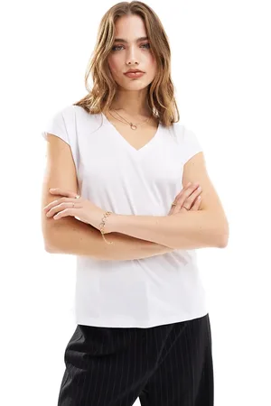 VILA Slinky v neck t-shirt in
