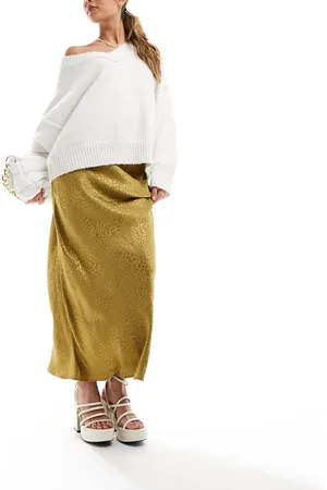 Pimkie Satin maxi skirt in gold jacquard