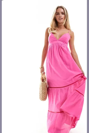 ONLY Tiered maxi dress with contrast lace in