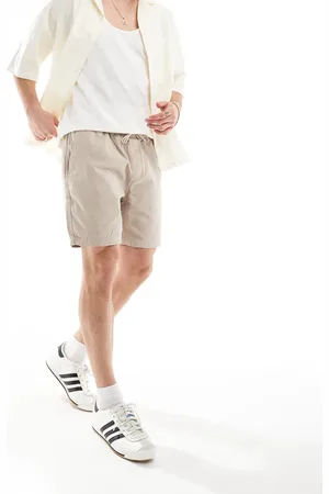 Threadbare Elasticated waist chino shorts in dark stone